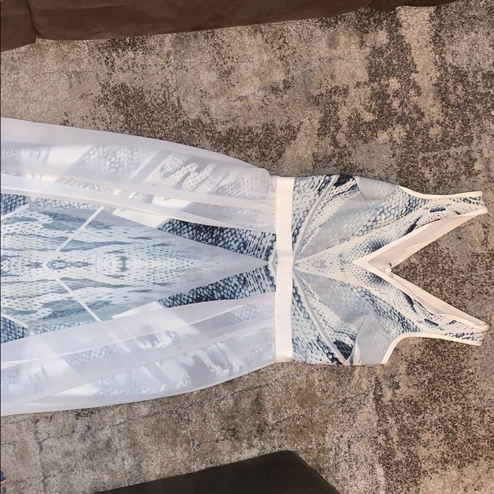 Snake print dress. White leather accents